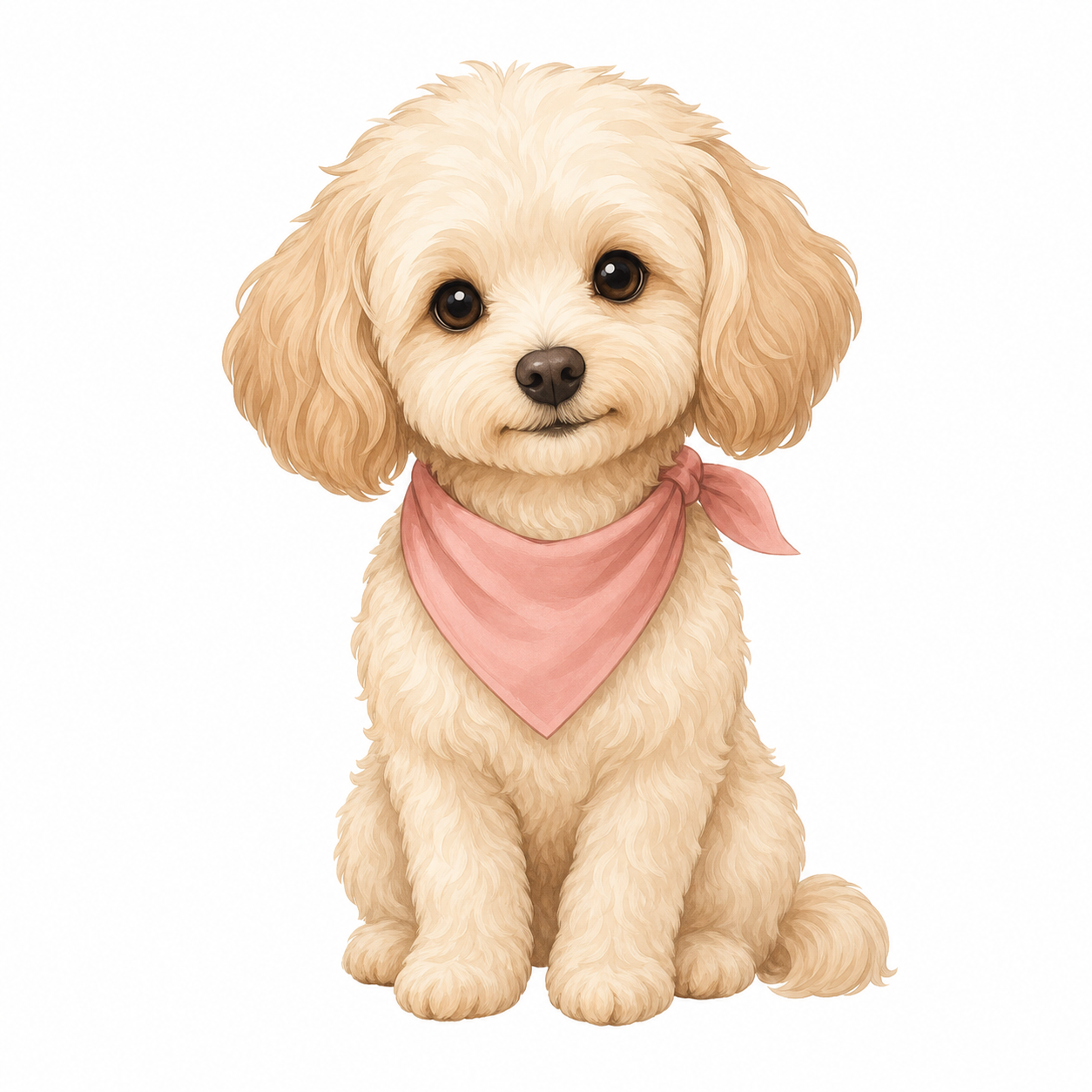 ピンクのバンダナをつけたわんこのイラスト